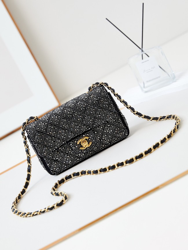 Chanel MINI CLASSIC HANDBAG imitation crystal chain bag A69900 black