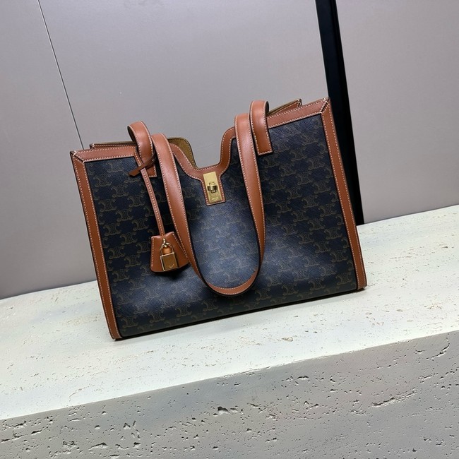 CELINE CABAS 16 IN TRIOMPHE CANVAS AND CALFSKIN 112583