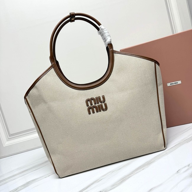 MIUMIU IN canvas&Leather Shoulder Bags 5BG276 Beige