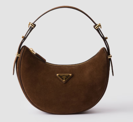 Prada Arque suede shoulder bag 1BC194 Cocoa Brown