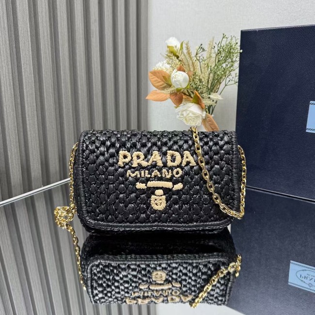 Prada Leather weave shoulder bag 1BA135 black