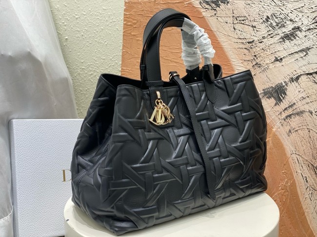 Large Dior Toujours Bag Graphic Cannage M2820OD Black