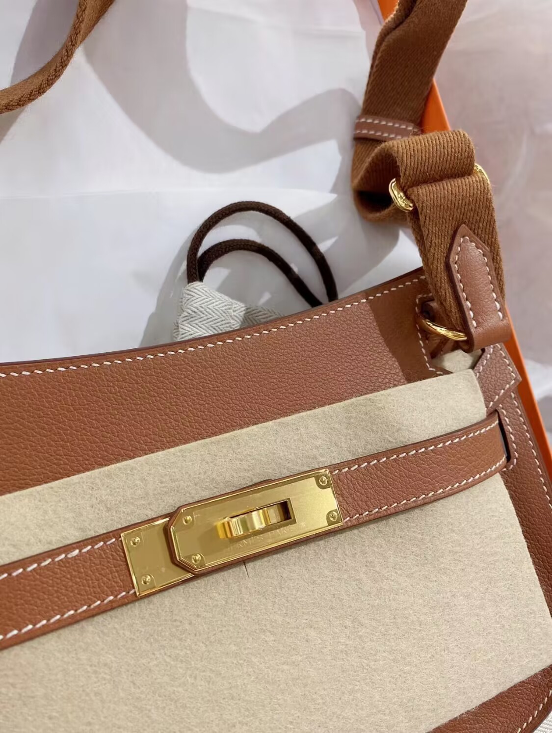 Hermes Original Leather 23CM Mini Jypsiere H0880 Brown