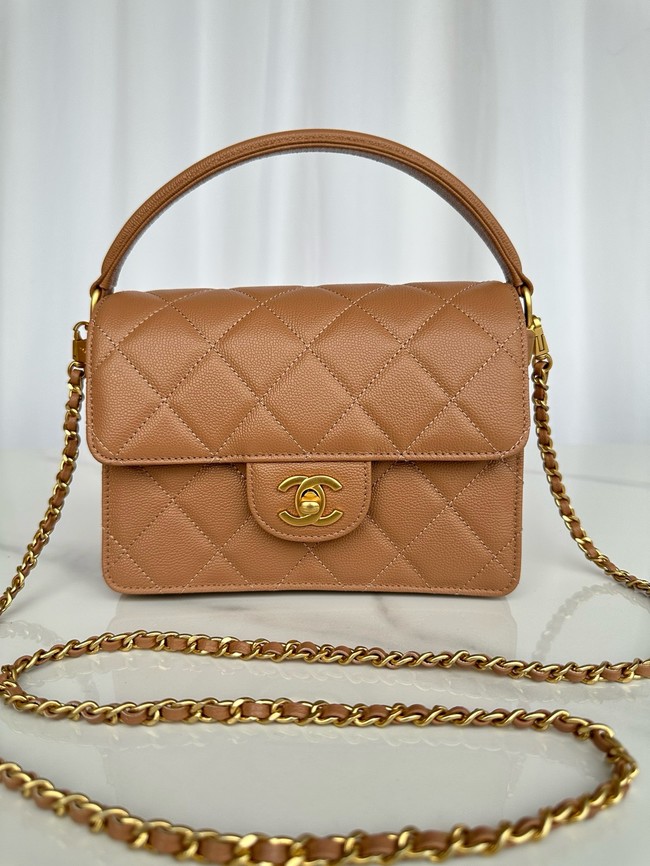 Chanel MINI FLAP BAG WITH TOP HANDLE AS5165 Camel