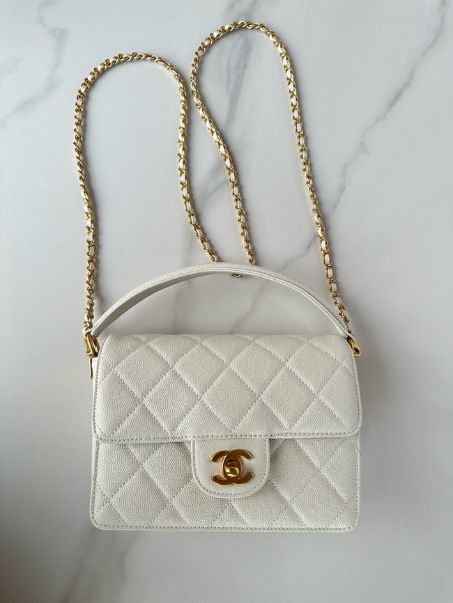 Chanel MINI FLAP BAG WITH TOP HANDLE AS5165 white