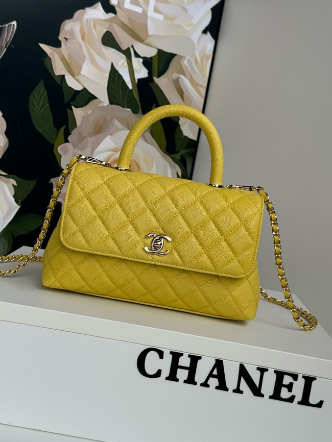 Chanel FLAP BAG WITH TOP HANDLE A92990 yellow