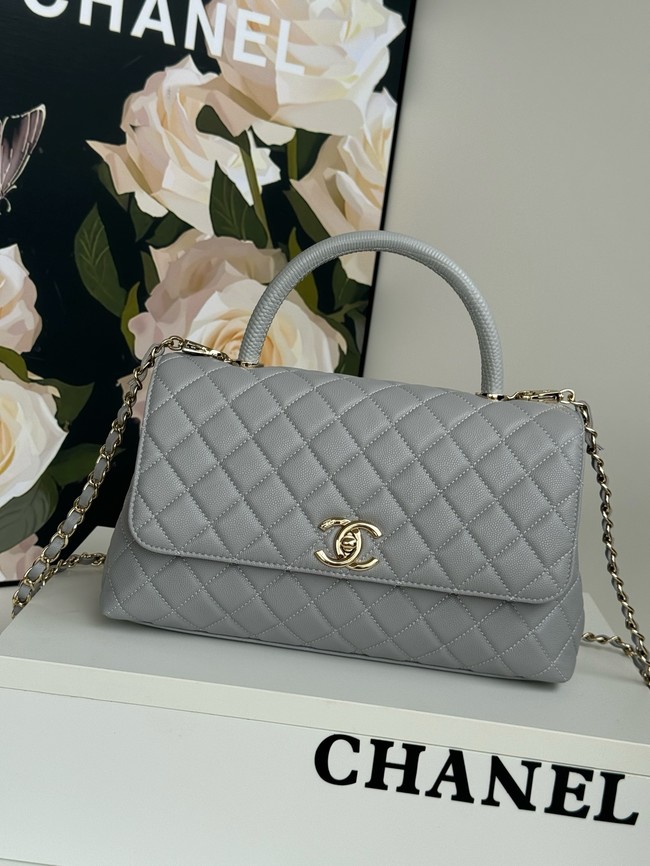 Chanel LARGE FLAP BAG WITH TOP HANDLE A92991 gray