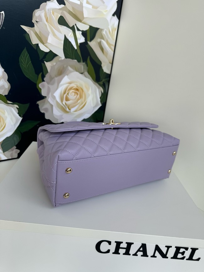 Chanel LARGE FLAP BAG WITH TOP HANDLE A92991 purple