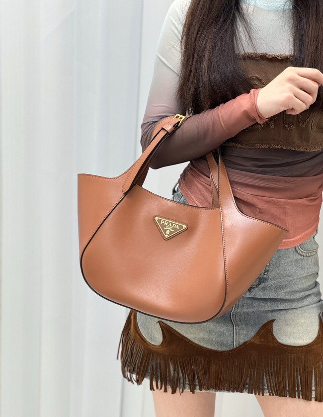 Prada medium leather tote bag 1BG483 Caramel