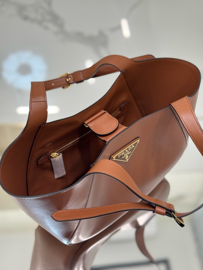 Prada medium leather tote bag 1BG483 Caramel