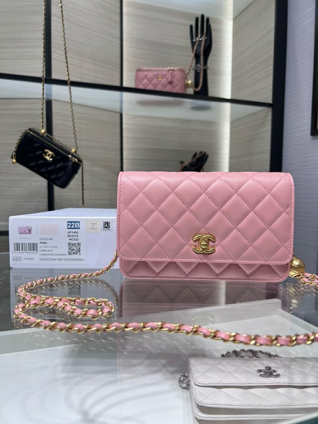 Chanel CLASSIC WALLET ON CHAIN AP1450 pink