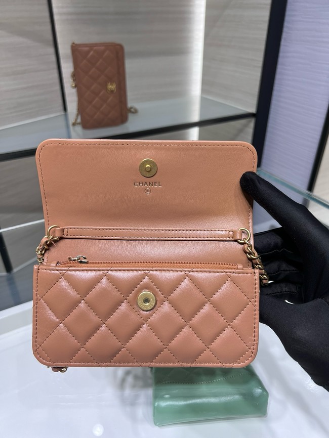 Chanel CLASSIC WALLET ON CHAIN AP3071 Brown