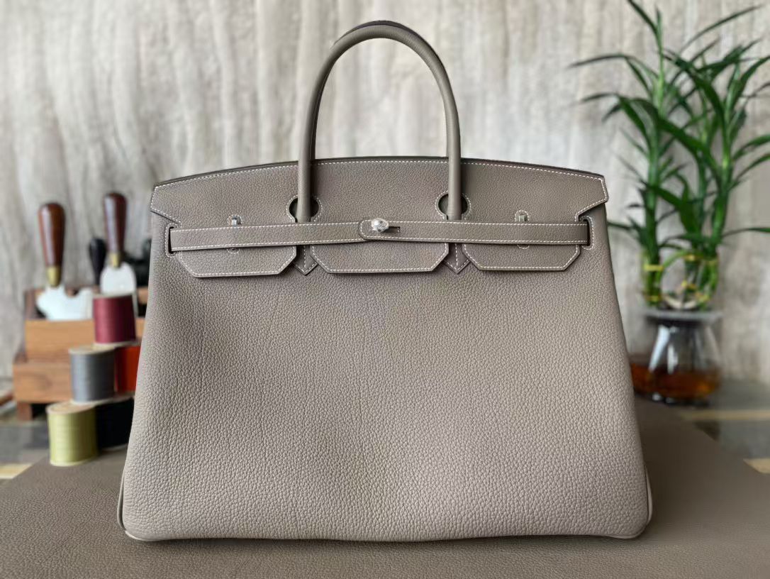 Hermes Birkin 40CM Original Togo Leather Bag 70659 Gray