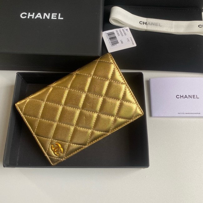 Chanel Leather & Gold-Tone Metal Wallet B80385 gold