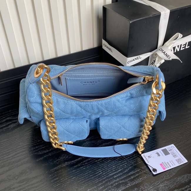 Chanel MAXI HOBO BAG Washed Denim AS5338 Blue