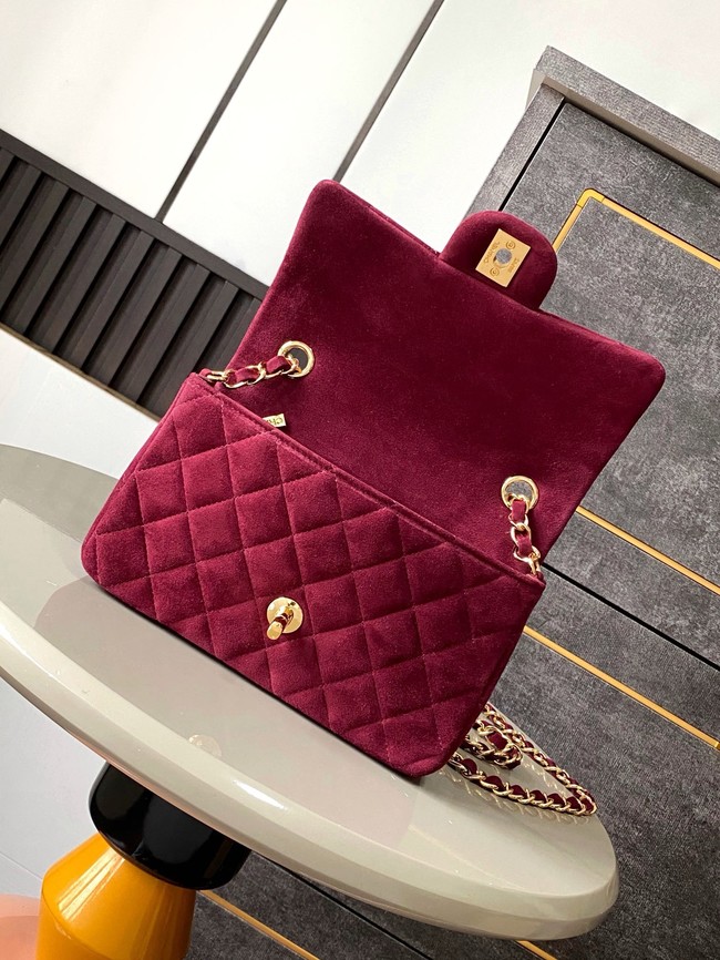 Chanel CLASSIC 11.12 SMALL HANDBAG velvet 1116 wine