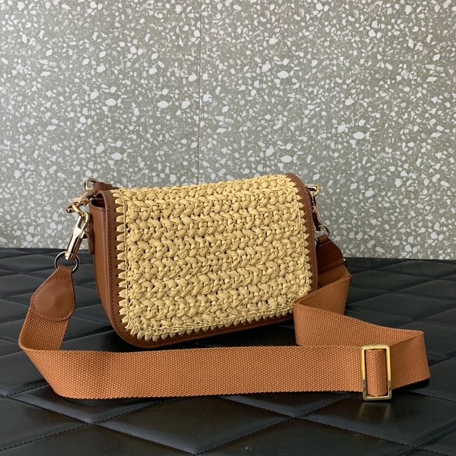 VALENTINO VLOGO SIGNATURE RAFFIA Shoulder Bag 0356 brown