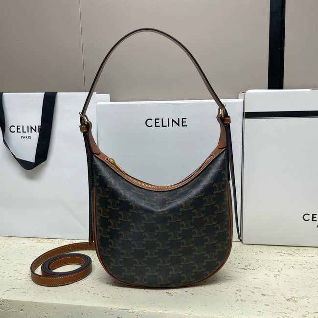 Celine SMALL HELOÏSE BAG CUIR TRIOMPHE IN TRIOMPHE CANVAS AND CALFSKIN 117253 TAN