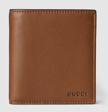 Gucci GG EMBLEM BI-FOLD EMBOSSED WALLET 818949 Brown