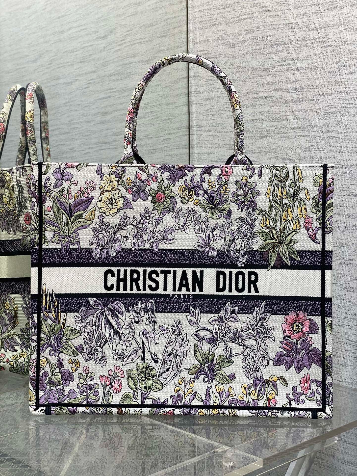 Large Dior Book Tote Embroidery Toile de Jouy Papillon Embroidery M1286ZEDX