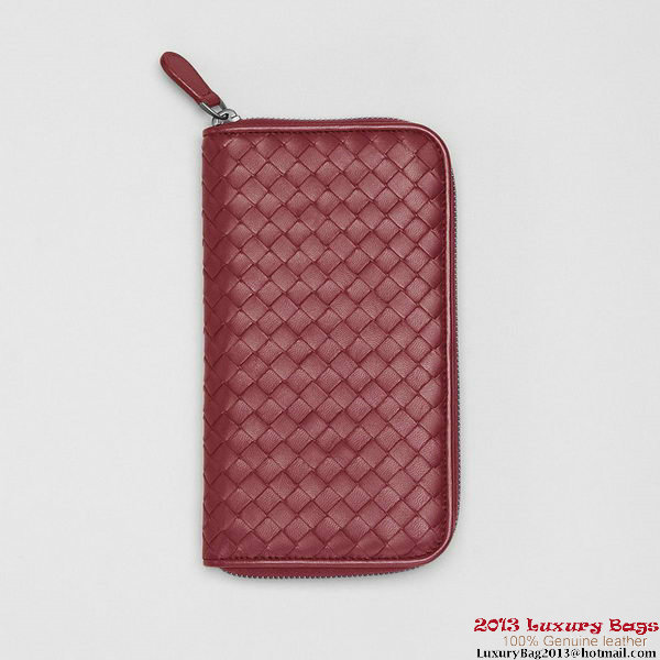 Bottega Veneta 114076 V4651 6100 Intrecciato VN Zip Around Wallet Garnet