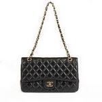 Chanel 2.55 Series Flap Bag 1112 Black Leather Golden Hardware