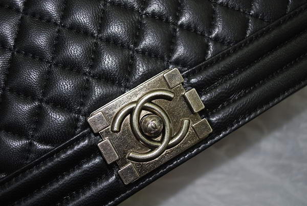 Chanel Boy Flap Shoulder Bag A30171 Black Sheepskin Leather