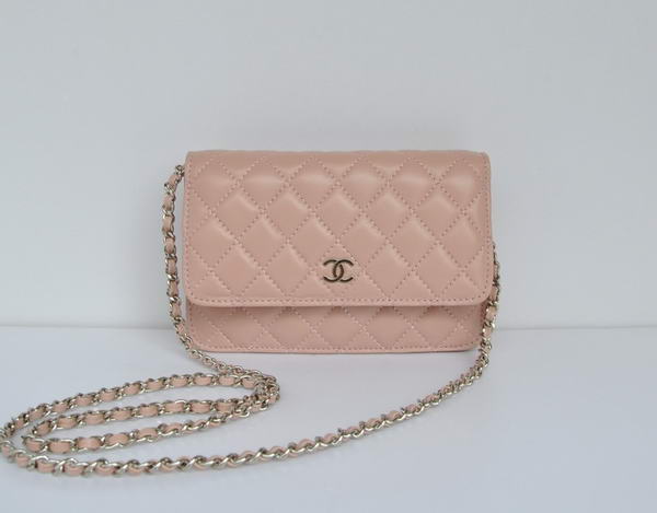 Chanel Lambskin Leather Flap Bag A33814 Pink Silver