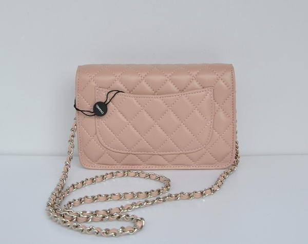 Chanel Lambskin Leather Flap Bag A33814 Pink Silver