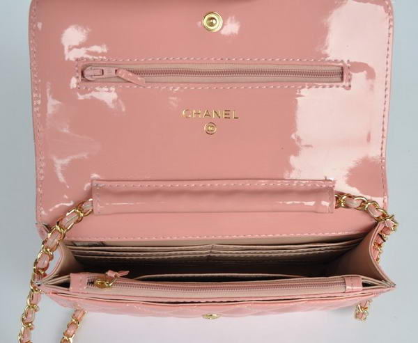 Chanel Patent Leather Flap Bag A33814 Pink Gold