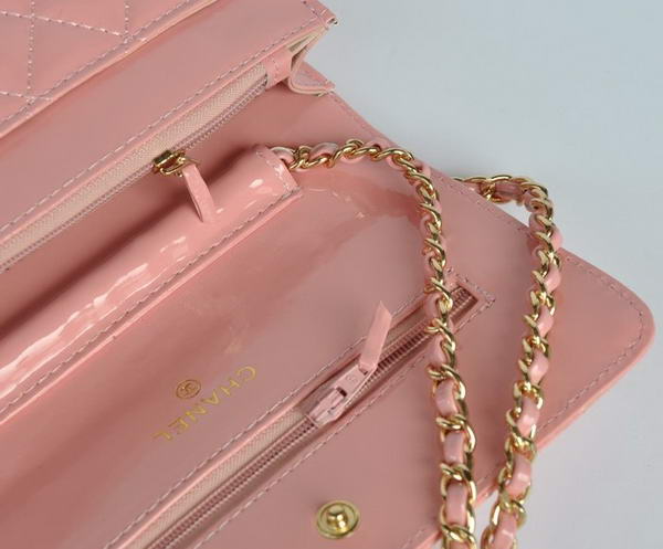 Chanel Patent Leather Flap Bag A33814 Pink Gold