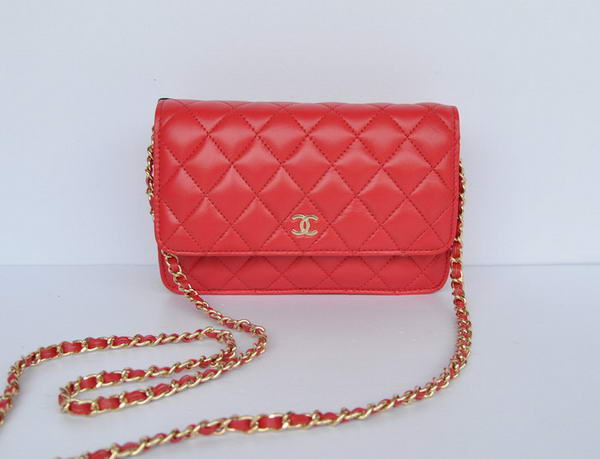 New Color Chanel A33814 Red Sheepskin Leather Flap Bag Gold