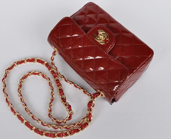 Wholesale Chanel Classic mini Flap Bag 1115 Bordeaux Patent Gold Hardware