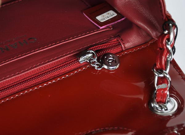 buy Cheap Chanel Classic mini Flap Bag 1115 Bordeaux Patent Silver Hardware