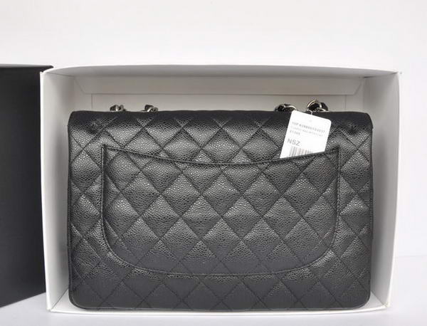 Fashion Chanel Original Caviar Leather Classic Flap Bag A28600 Black Silver