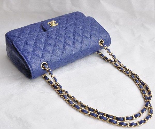 Chanel 2.55 Quilted Flap Bag 1112 Deep Blue with Gold Hardware