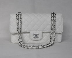 Chanel 2.55 Quilted Flap Bag 1112 White with Silver Hardware