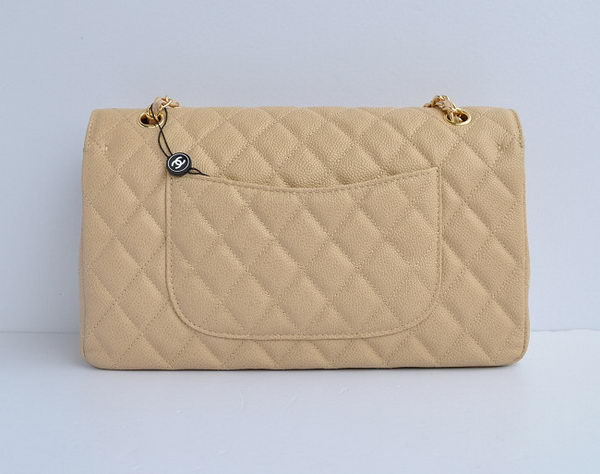 Chanel Classic 2.55 Series Apricot Caviar Golden Chain Quilted Flap Bag 1113