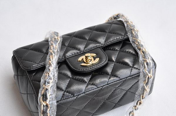 Chanel Quilted Flap Bag 1115 Black Lambskin Golden Chain