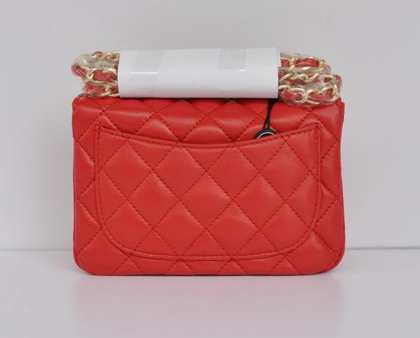 Chanel Classic Red Lambskin Golden Chain Quilted Flap Bag 1115