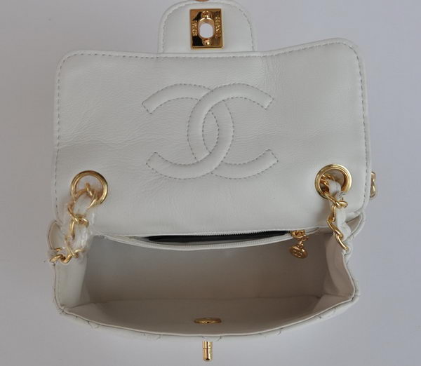 Chanel Classic White Lambskin Golden Chain Quilted Flap Bag 1115