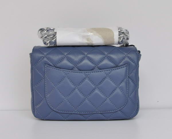 Cheap Chanel Classic mini Flap Bag 1115 Blue Sheepskin Silver Hardware