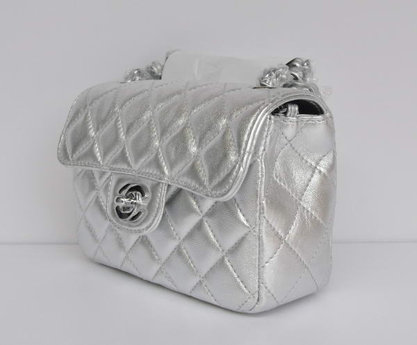 Cheap Chanel Classic mini Flap Bag 1115 Light Silver Sheepskin Silver Hardware