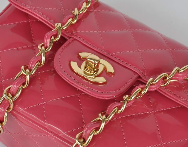 Cheap Chanel Classic mini Flap Bag 1115 Peach Patent Golden Hardware