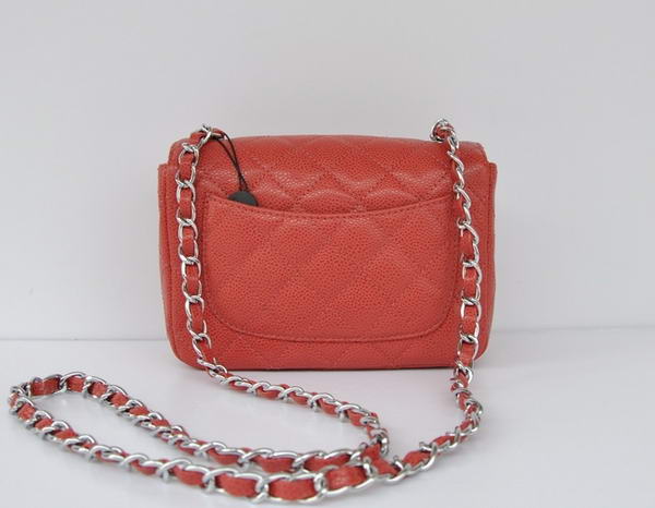 Cheap Chanel Classic mini Flap Bag 1115 Red Leather Silver Hardware