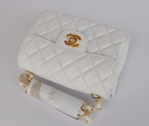 Cheap Chanel Classic mini Flap Bag 1115 White Sheepskin Golden Hardware