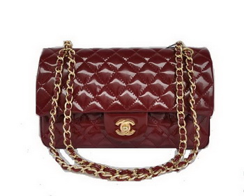 Cheap Chanel 2.55 Series Flap Bag 1112 Maroon Patent Leather Golden Hardware