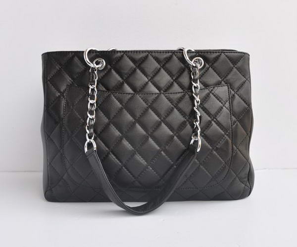 Cheap Chanel Classic CC Shopping Bag A20995 Black Lambskin Silver