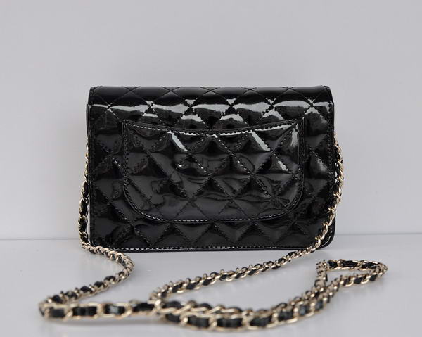 Cheap Chanel Mini Flap Bag A33814 Black Patent Golden