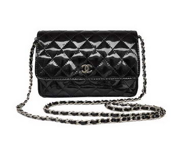 Cheap Chanel Mini Flap Bag A33814 Black Patent Silver